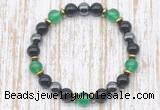 CGB8342 8mm green agate, black onyx & hematite energy bracelet