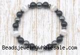 CGB8351 8mm Tibetan agate, black onyx & hematite energy bracelet