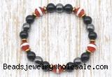 CGB8352 8mm Tibetan agate, black onyx & hematite energy bracelet