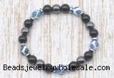 CGB8354 8mm Tibetan agate, black onyx & hematite energy bracelet