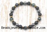 CGB8355 8mm moss agate, black onyx & hematite energy bracelet