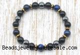 CGB8366 8mm blue tiger eye, black onyx & hematite energy bracelet