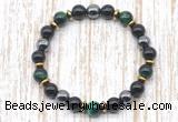 CGB8367 8mm green tiger eye, black onyx & hematite energy bracelet