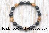 CGB8372 8mm picture jasper, black onyx & hematite energy bracelet