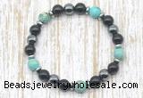 CGB8375 8mm blue sea sediment jasper, black onyx & hematite energy bracelet