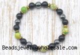 CGB8376 8mm blue sea sediment jasper, black onyx & hematite energy bracelet