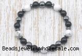 CGB8380 8mm white howlite, black onyx & hematite energy bracelet