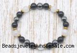 CGB8393 8mm grade A white moonstone, black onyx & hematite energy bracelet