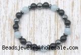 CGB8395 8mm grade A aquamarine, black onyx & hematite energy bracelet