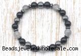 CGB8399 8mm cloudy quartz, black onyx & hematite energy bracelet