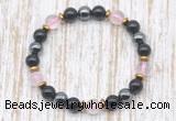 CGB8403 8mm rose quartz, black onyx & hematite energy bracelet