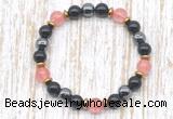 CGB8404 8mm cherry quartz, black onyx & hematite energy bracelet