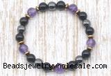 CGB8407 8mm amethyst, black onyx & hematite energy bracelet