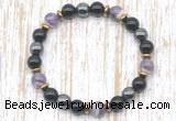 CGB8408 8mm dogtooth amethyst, black onyx & hematite energy bracelet