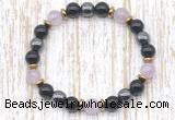 CGB8409 8mm lavender amethyst, black onyx & hematite energy bracelet