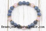 CGB8421 8mm matte sodalite, rose quartz & hematite power beads bracelet