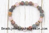 CGB8427 8mm matte picasso jasper, rose quartz & hematite power beads bracelet