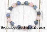 CGB8430 8mm matte sodalite, white howlite, rose quartz & hematite power beads bracelet