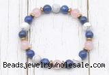 CGB8441 8mm lapis lazuli, white howlite, rose quartz & hematite power beads bracelet