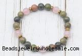 CGB8446 8mm unakite, dragon blood jasper, rose quartz & hematite power beads bracelet