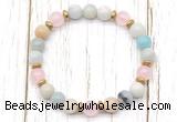 CGB8453 8mm amazonite, rose quartz & hematite power beads bracelet