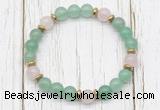 CGB8454 8mm green aventurine, rose quartz & hematite power beads bracelet