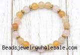 CGB8456 8mm yellow aventurine, rose quartz & hematite power beads bracelet