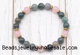 CGB8458 8mm India agate, rose quartz & hematite power beads bracelet