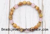 CGB8468 8mm golden tiger eye, rose quartz & hematite power beads bracelet