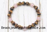 CGB8470 8mm grade AA yellow tiger eye, rose quartz & hematite power beads bracelet