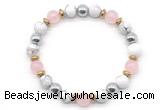 CGB8487 8mm rose quartz, white howlite & hematite energy bracelet