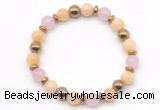 CGB8488 8mm rose quartz, honey jade & hematite energy bracelet