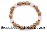 CGB8494 8mm rose quartz, wooden jasper & hematite energy bracelet