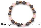 CGB8498 8mm rose quartz, brecciated jasper & hematite energy bracelet