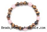 CGB8505 8mm rose quartz, yellow tiger eye & hematite energy bracelet