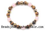 CGB8506 8mm rose quartz, grade AA yellow tiger eye & hematite energy bracelet