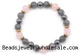 CGB8520 8mm rose quartz, grade A labradorite & hematite energy bracelet