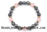 CGB8521 8mm rose quartz, black labradorite & hematite energy bracelet