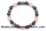 CGB8522 8mm rose quartz, golden obsidian & hematite energy bracelet