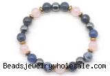 CGB8523 8mm rose quartz, sodalite & hematite energy bracelet