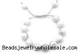 CGB8550 12mm round white howlite adjustable macrame bracelets