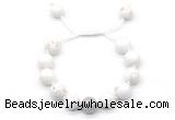 CGB8551 12mm round white howlite adjustable macrame bracelets