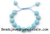 CGB8552 12mm round blue howlite adjustable macrame bracelets