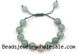 CGB8554 12mm round green aventurine adjustable macrame bracelets