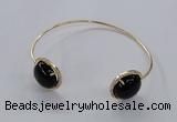 CGB856 15mm flat round agate gemstone bangles wholesale