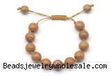 CGB8575 12mm round wooden jasper adjustable macrame bracelets