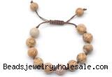 CGB8577 12mm round picture jasper adjustable macrame bracelets