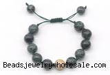 CGB8582 12mm round kambaba jasper adjustable macrame bracelets