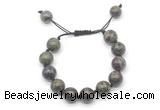 CGB8583 12mm round dragon blood jasper adjustable macrame bracelets