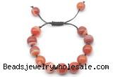 CGB8594 12mm round red banded agate adjustable macrame bracelets